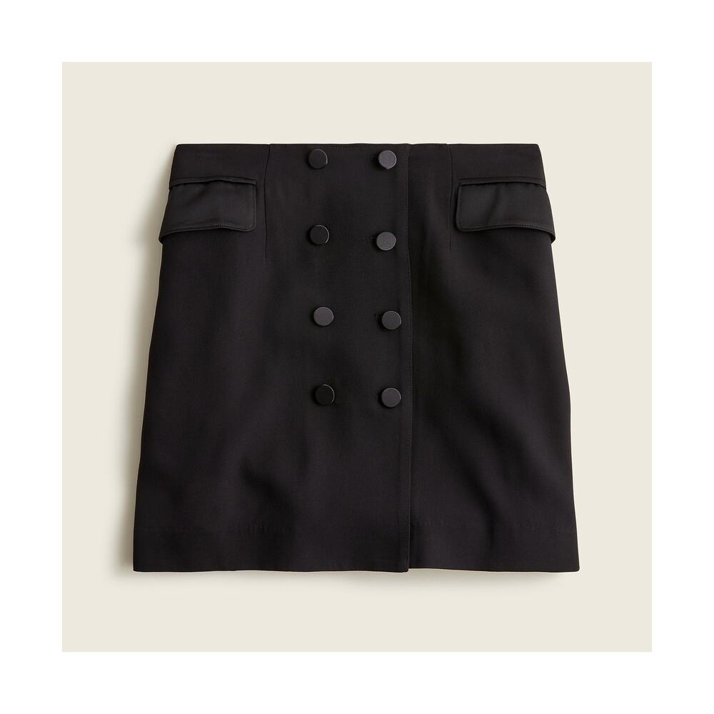New J.CREW Tuxedo Button-Font Crepe Skirt - Black - Size 0